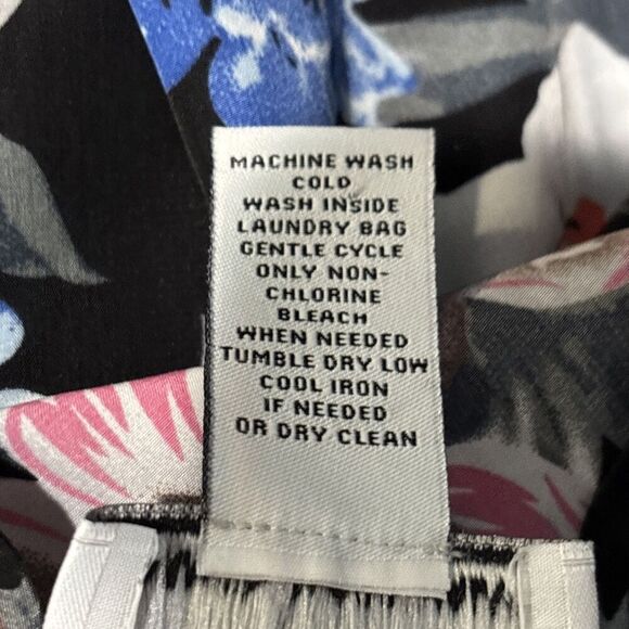 Carmen Women's Swimsuit Coverup Black Tropical Floral Fringe Open Front Kimono - Picture 12 of 12